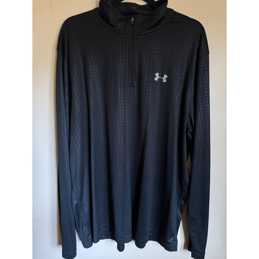 Under Armour Pullover Mens 2XL Black 1/4 Zip HeatGear Geometric Active
